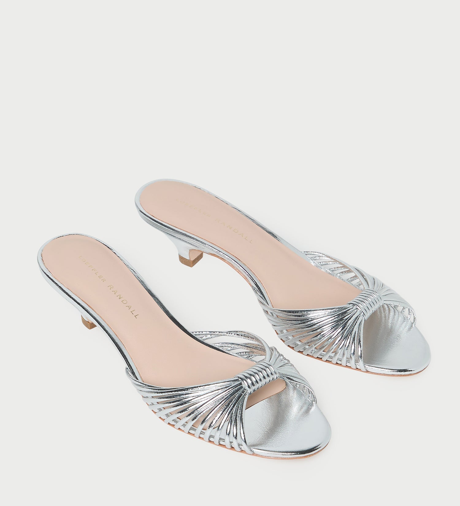 Loeffler Randall - Dixie Silver Leather Kitten Heel