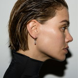 Dorsey - 14K HUGGIE EARRING WITH FLOATING ROUND AND PEAR-CUT CHARM IN LAB DIAMOND