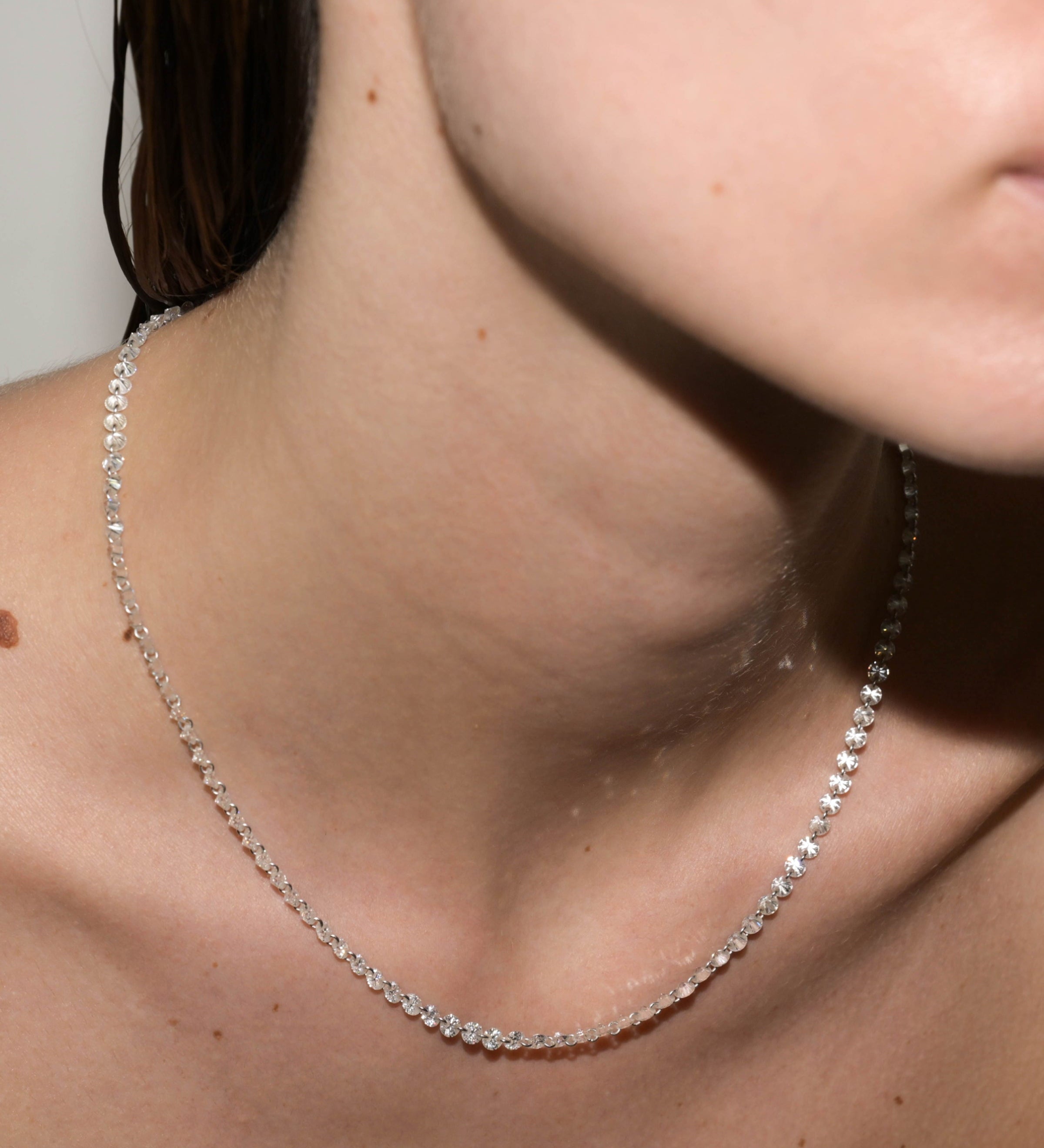Dorsey - 14K FLOATING ETERNITY NECKLACE IN 3.5MM LAB EMERALD, 14K YELLOW GOLD