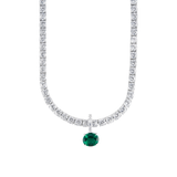 Dorsey - LAB EMERALD EAST WEST OVAL PENDANT, SILVER