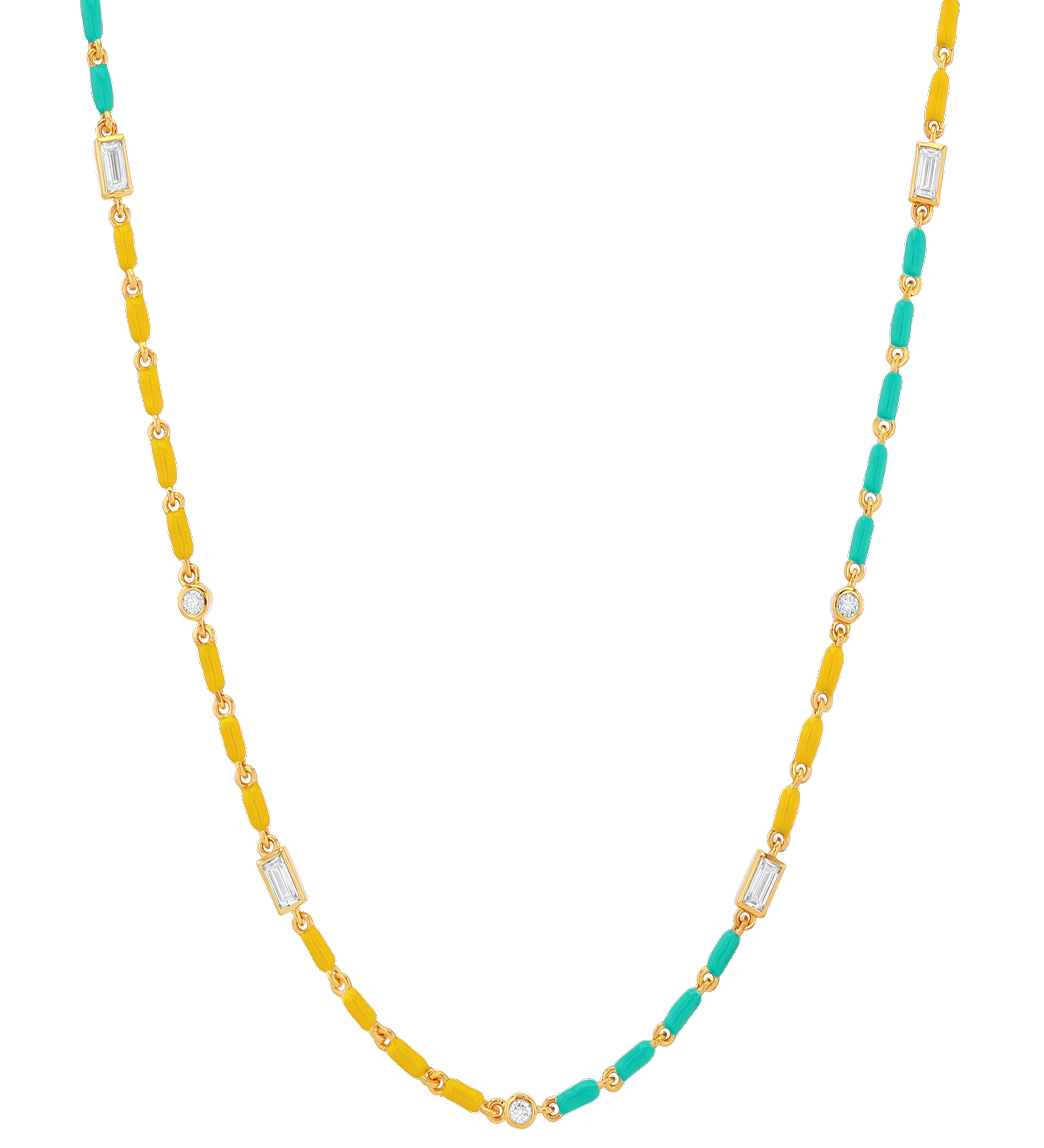 Dorsey - ENAMEL MOISSANITE NECKLACE IN ÉTÉ, 18K GOLD VERMEIL