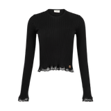 Saint Laurent - Lace - Trimmed Ribbed Knit Top