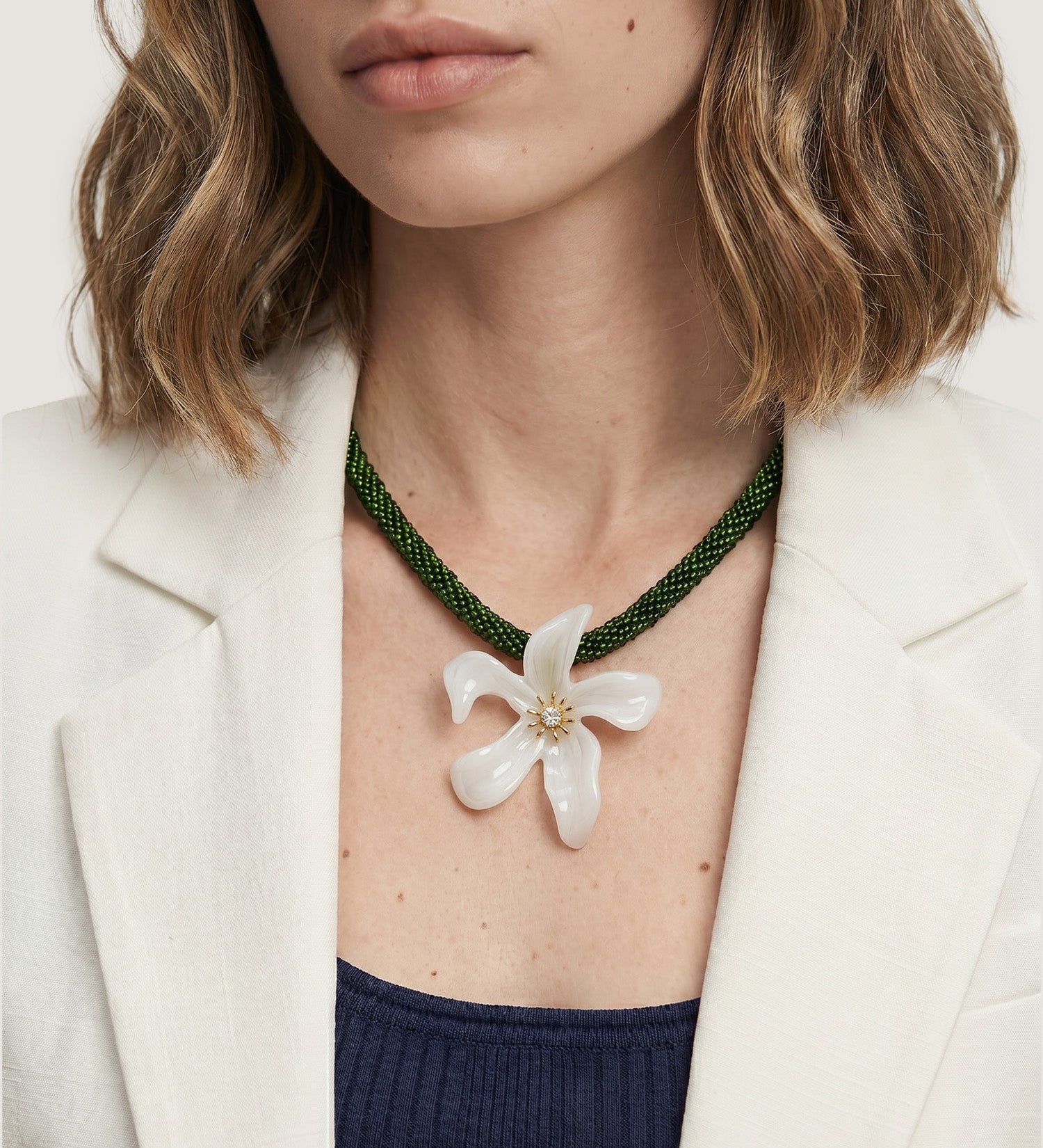 Veronica Beard - Flower Pendant Beaded Necklace