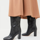 Loeffler Randall - Goldy Black Woven Leather Tall Boot