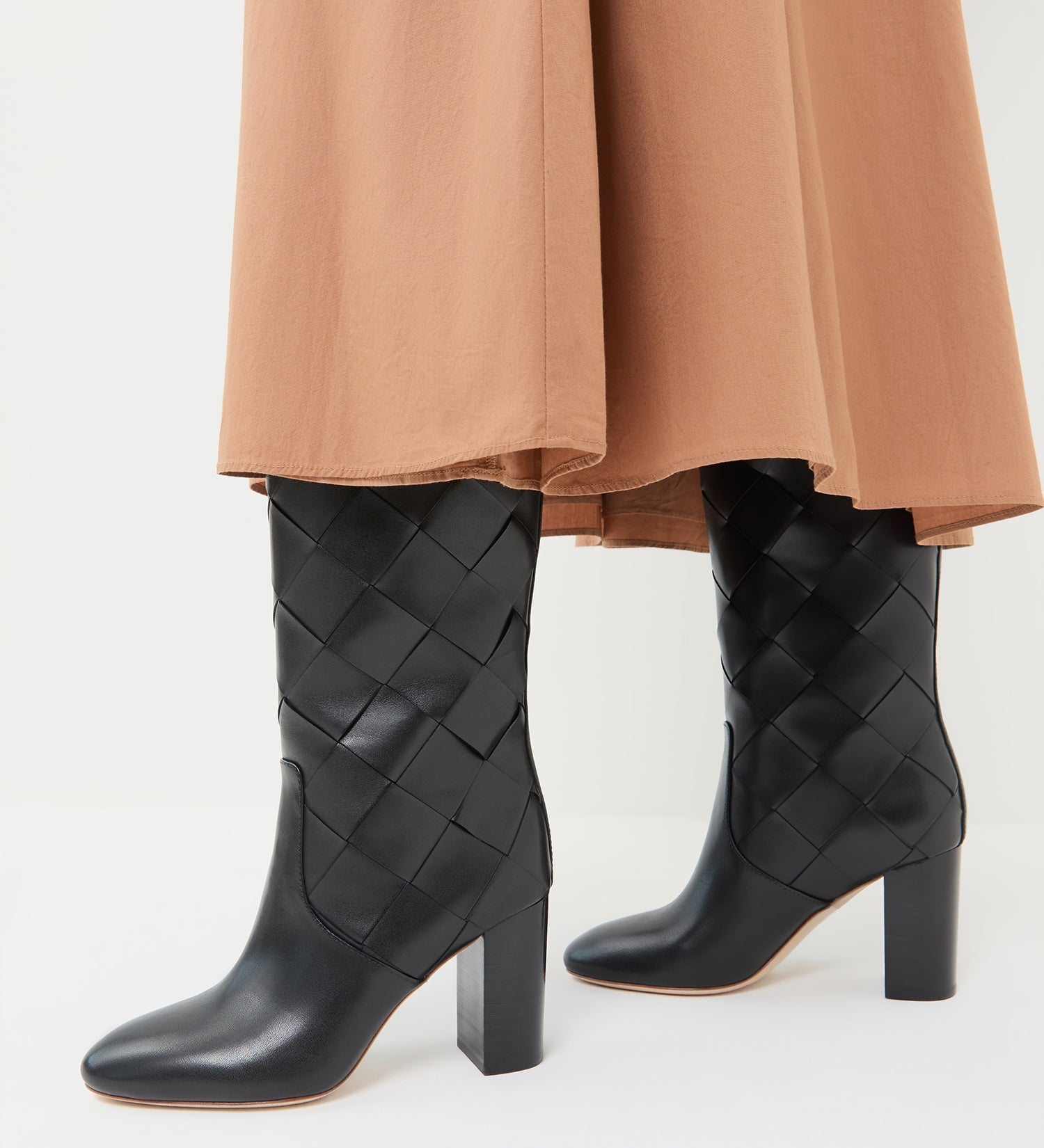 Loeffler Randall - Goldy Black Woven Leather Tall Boot