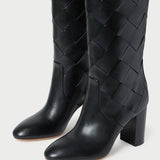 Loeffler Randall - Goldy Black Woven Leather Tall Boot