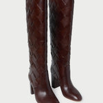 Goldy Espresso Woven Leather Tall Boot in espresso woven leather.