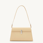 Front view of the Symmetry Shoulder Bag in Ecru leather 