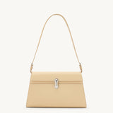 Front view of the Symmetry Shoulder Bag in Ecru leather 