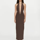 Christopher Esber - Mineral Stone Ruched Halter Lycra Dress