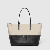 Métier - Incognito Small Cabas Linen and Smooth Calfskin Black
