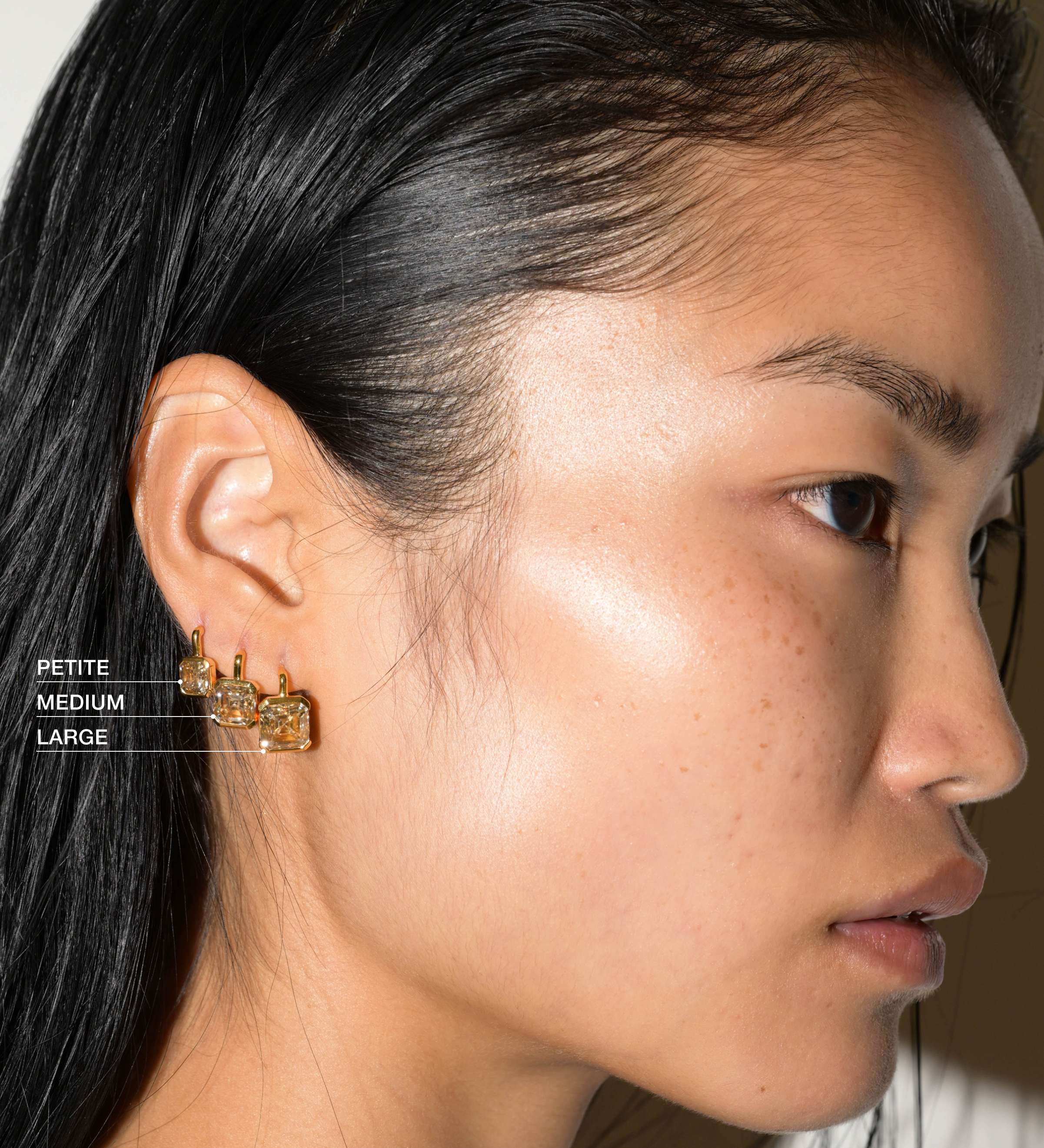 Dorsey - INÈS ASSCHER - CUT EARRINGS IN HONEY MOISSANITE, 18K GOLD VERMEIL