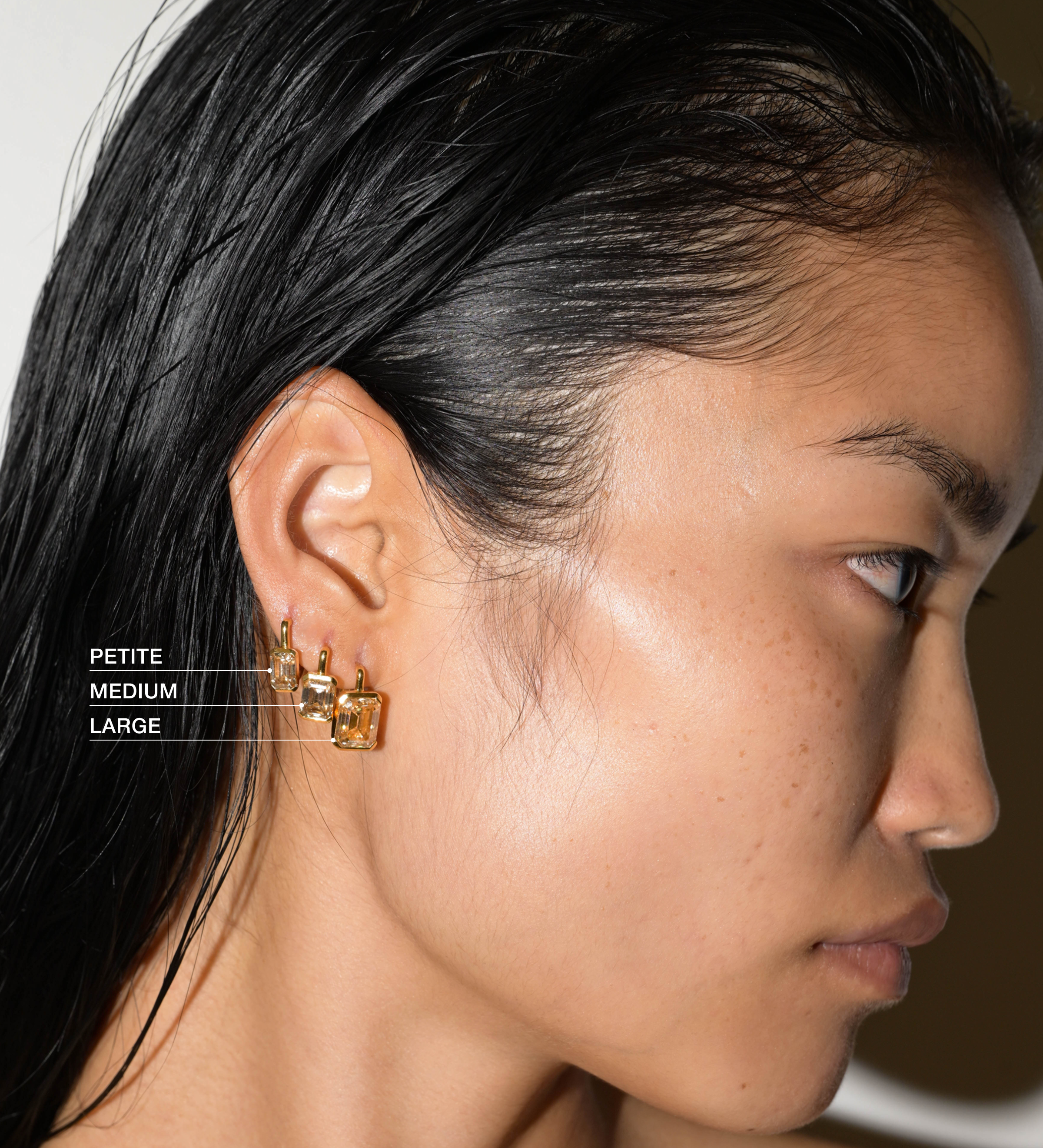 Dorsey - INÈS EMERALD - CUT EARRINGS IN HONEY MOISSANITE, 18K GOLD VERMEIL
