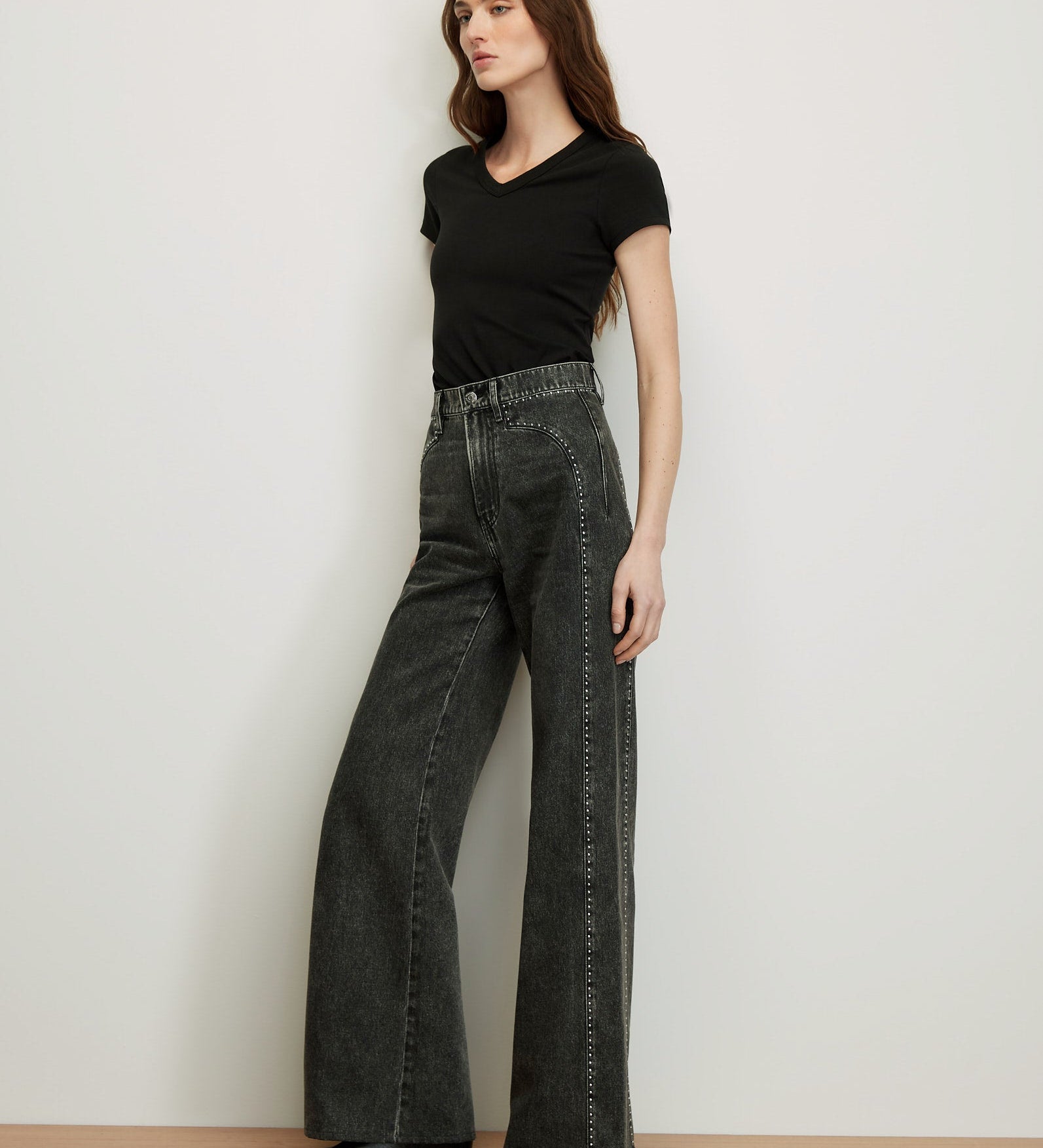 Veronica Beard - Grant Studded Wide - Leg Jean