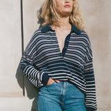 Faithfull - Harlow Polo Scandi Stripe Navy Cream