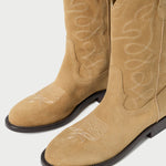 Jett Sand Suede Calf Boot in sand tan suede and western inspired.