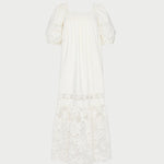 Jo Puff-Sleeve Dress in cream cotton.
