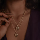 Kinn - Ribbed Maison Heart Locket Necklace Diamond