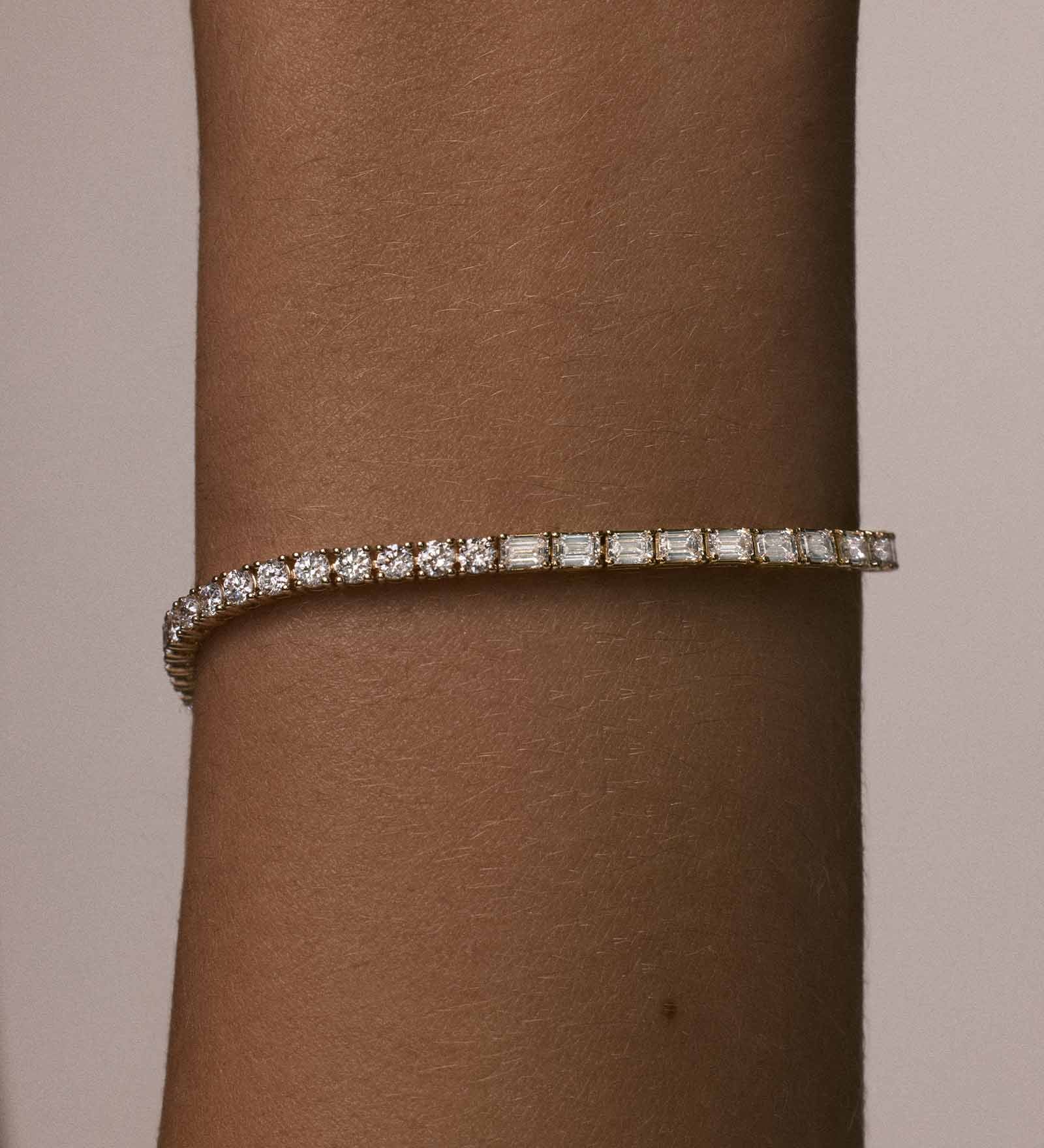 Kinn - Billie Half Round Emerald Tennis Bracelet Yellow Gold