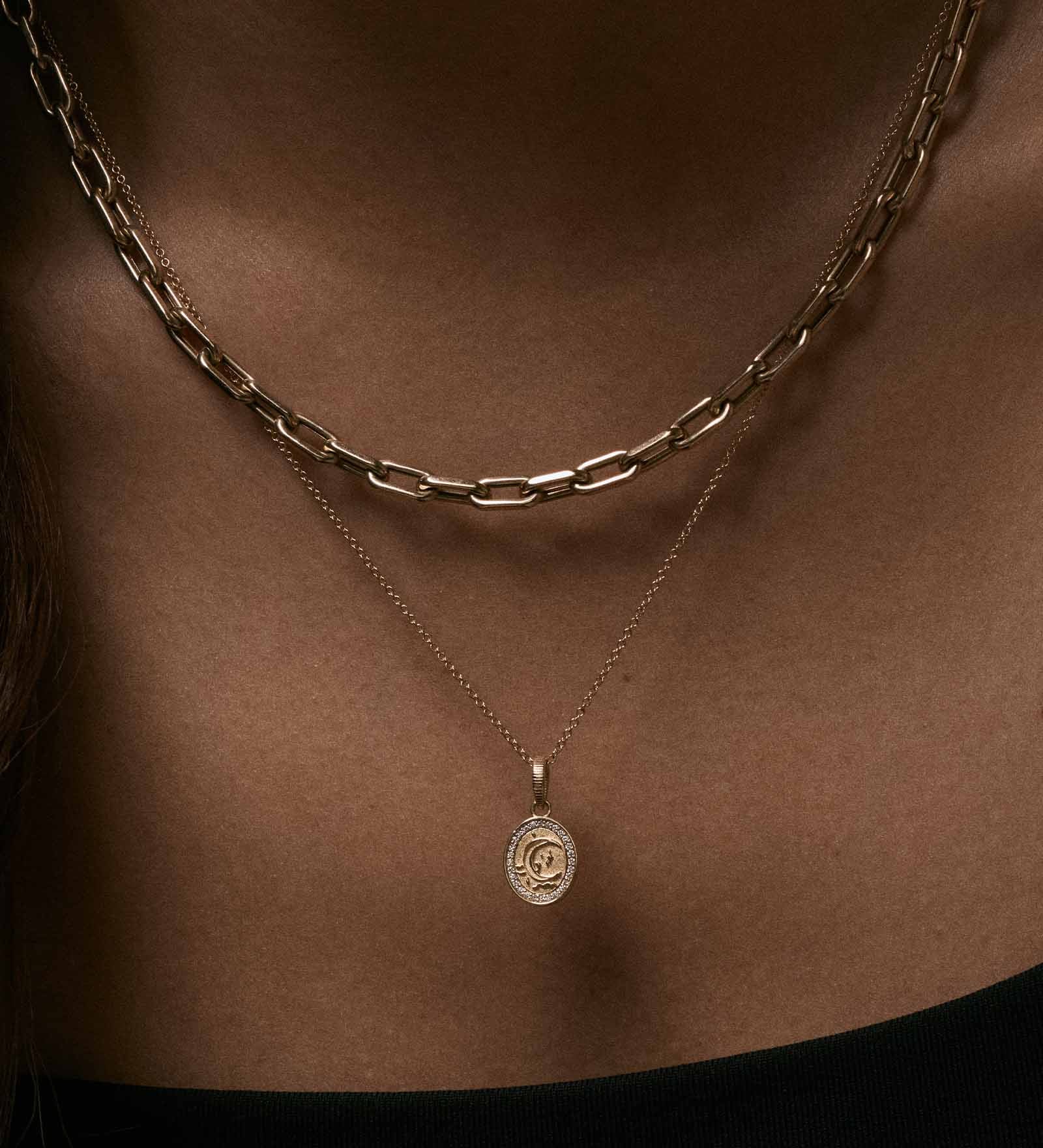 Kinn - Crescent Dream Diamond Pendant Necklace