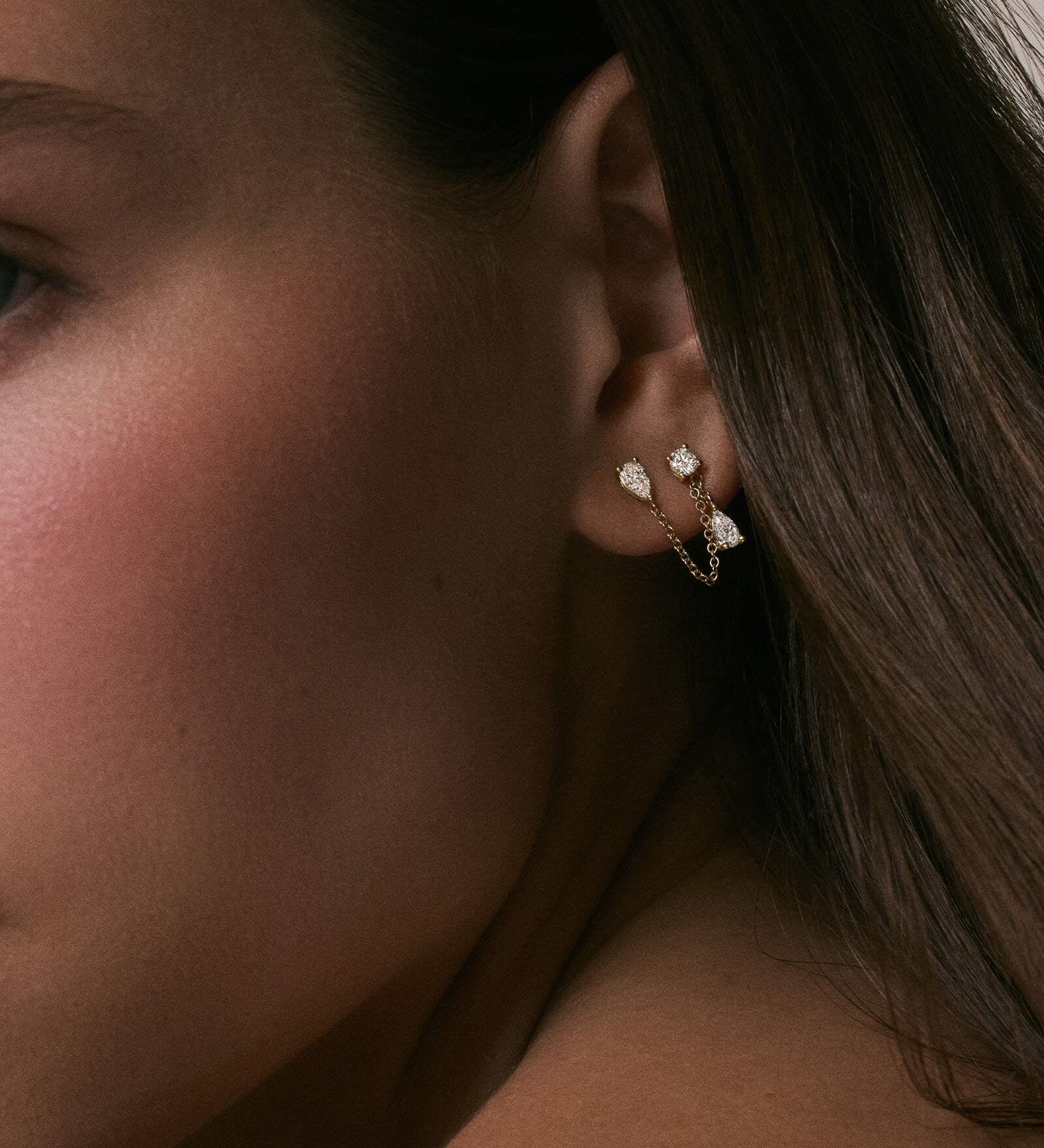 Kinn - Doubles Diamond Chain Earring
