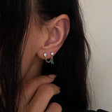 Kinn - Doubles Diamond & Emerald Chain Earring