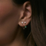 Kinn - Doubles Diamond & Emerald Chain Earring