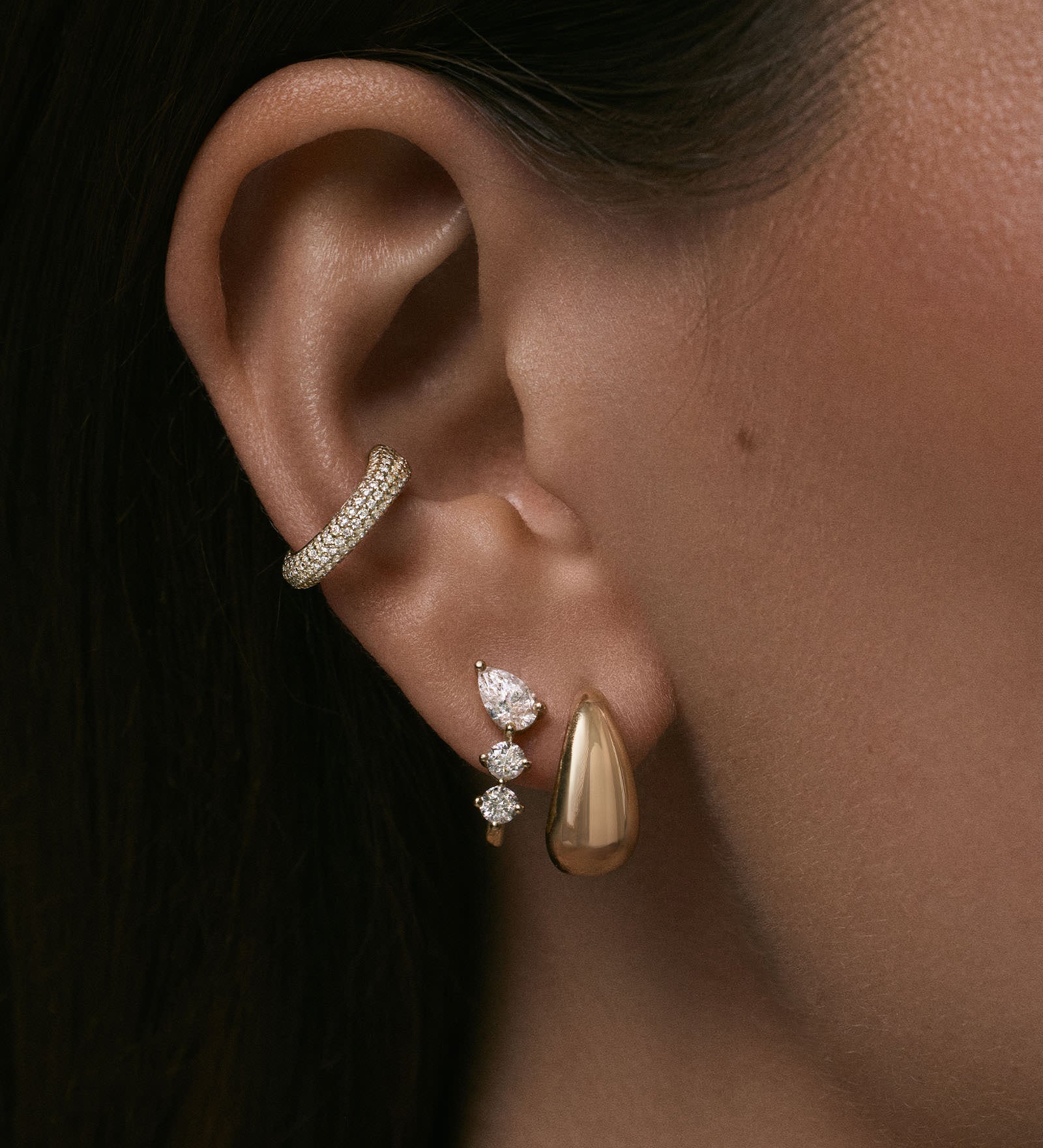 Kinn - Love Pavé Diamond Earring Cuff