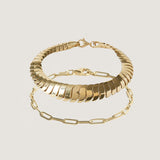 Kinn - Bold Cobra & Paperclip Link Chain Bracelet Stack