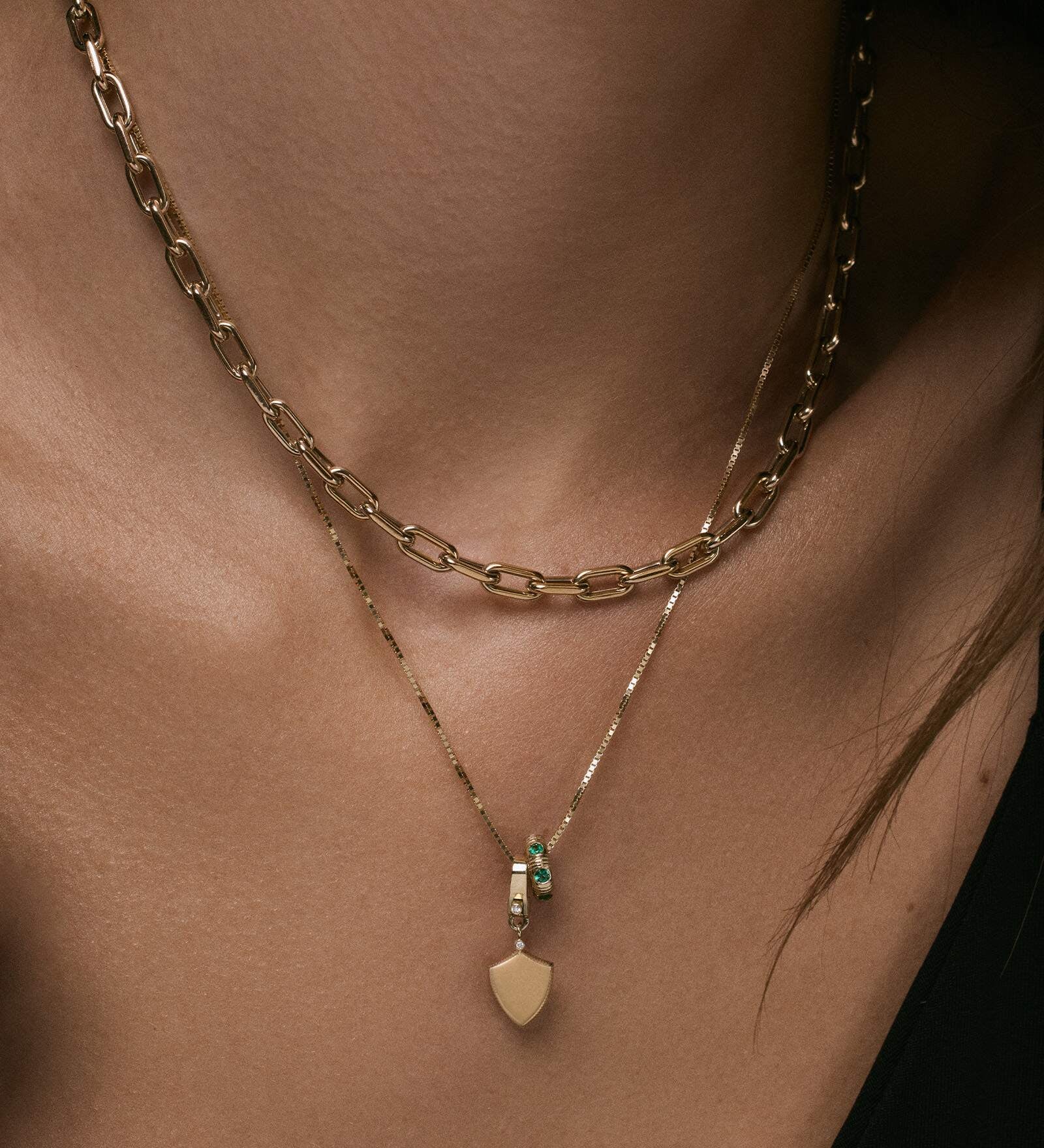 Kinn - Ace Shield Diamond Pendant Necklace