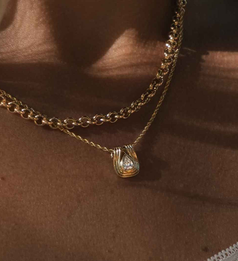Kinn - Alyssa Pear Diamond Pendant Necklace