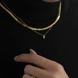 Kinn - Carter Herringbone & Marquise Diamond Necklace Stack