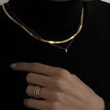 Kinn - Carter Herringbone & Marquise Diamond Necklace Stack