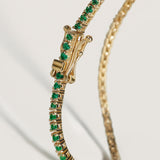 Kinn - Classic Diana Tennis Bracelet Emerald Yellow Gold
