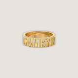 Kinn - Heritage Ribbed Pavé Diamond Name Ring