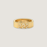 Kinn - Heritage Ribbed Pavé Diamond Name Ring