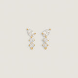 Kinn - Jules Mixed Diamond J - Hoop Earrings Yellow Gold