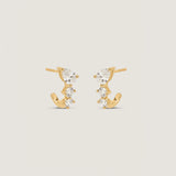 Kinn - Jules Mixed Diamond J - Hoop Earrings Yellow Gold