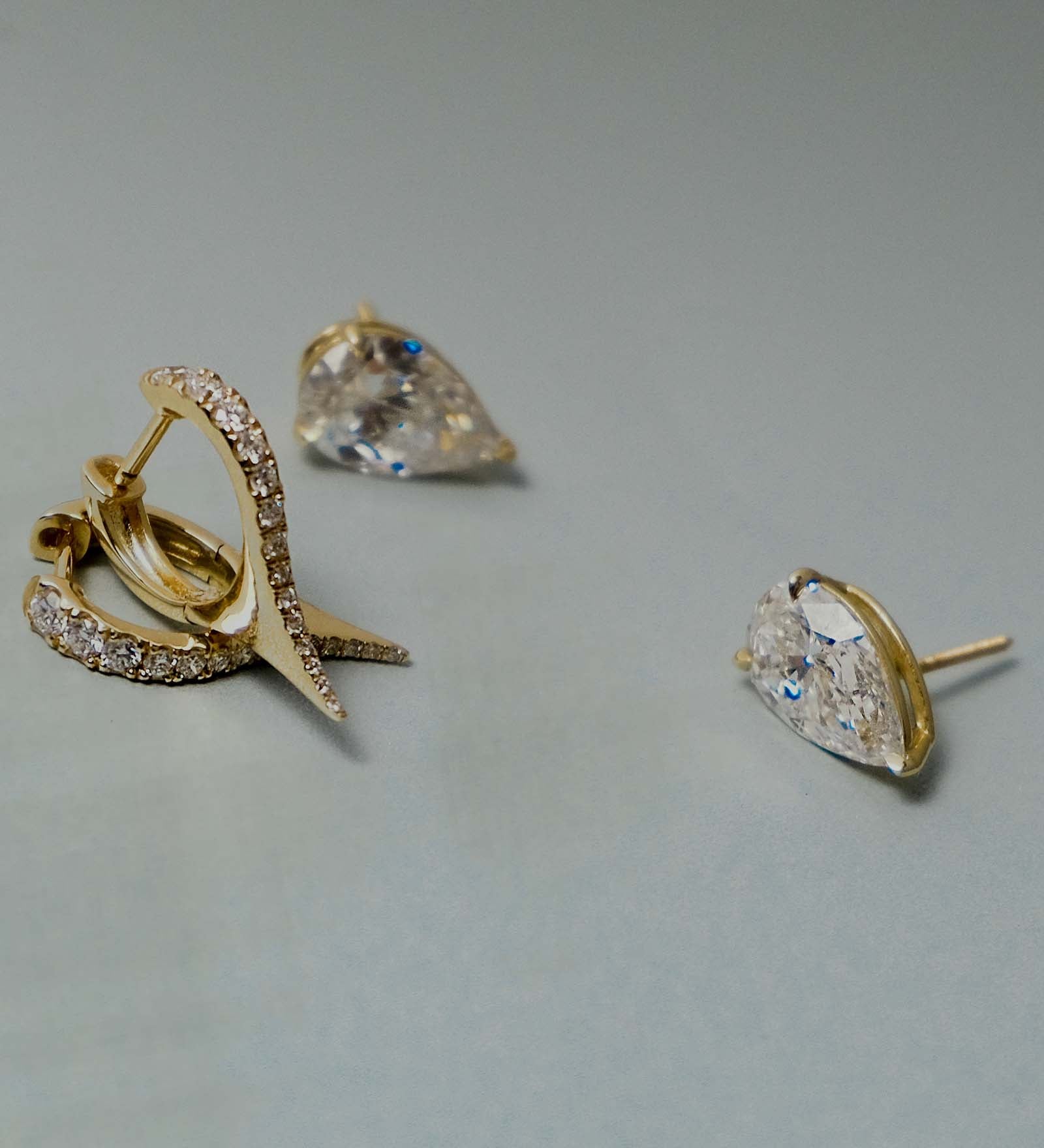 Kinn - June Pear Diamond Stud Earrings