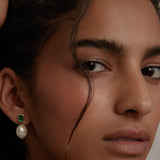 Kinn - Baroque Pearl Drop Earrings Emerald