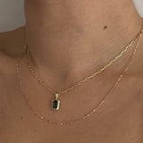 Kinn - Brooklyn Emerald Cut Pendant Green Tourmaline