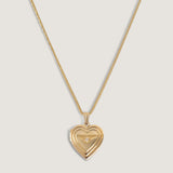 Kinn - Ribbed Maison Heart Locket Necklace Diamond