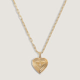Kinn - Ribbed Maison Heart Locket Necklace Diamond