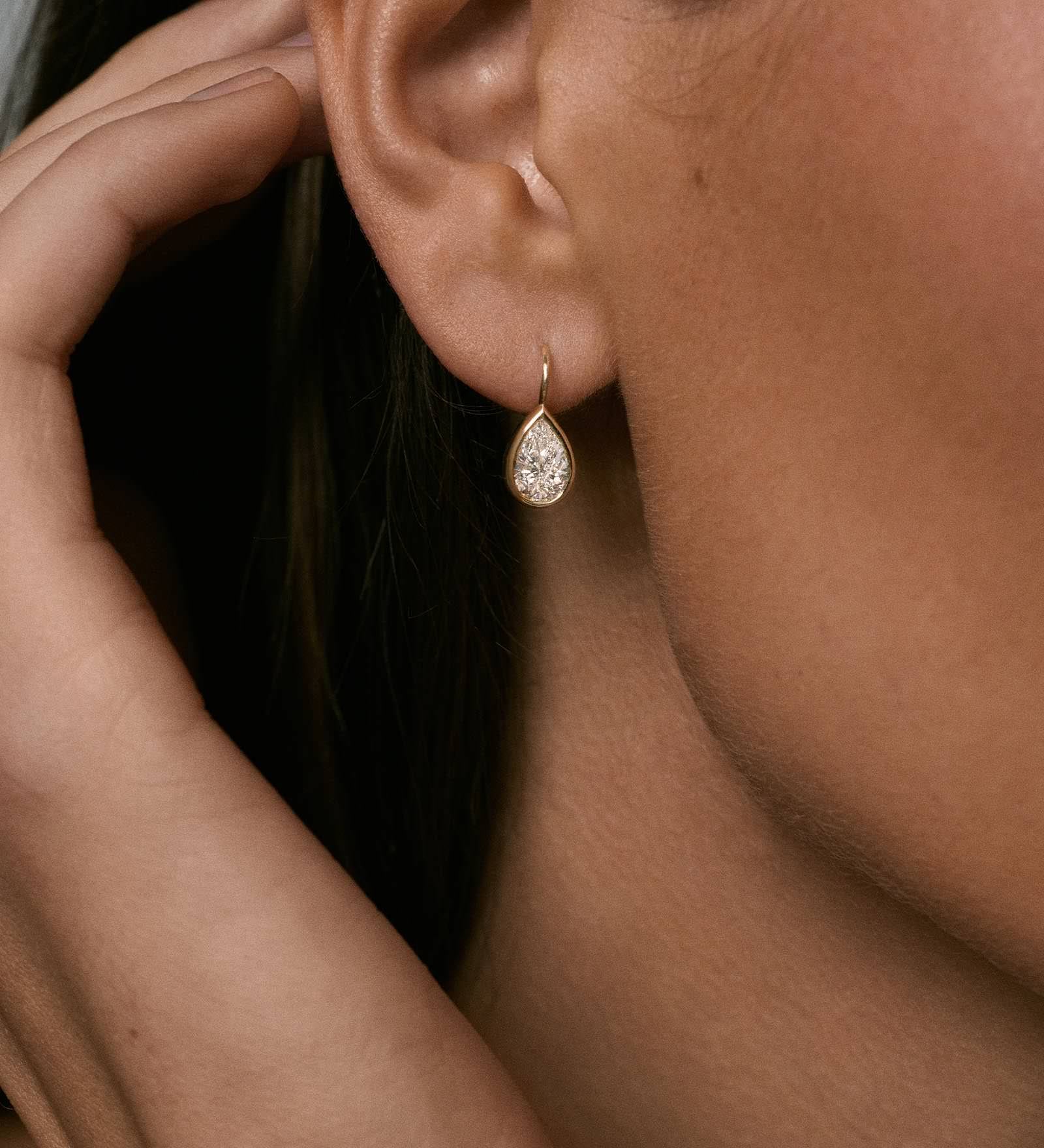 Kinn - Harper 2ctw Pear Drop Earrings Yellow Gold