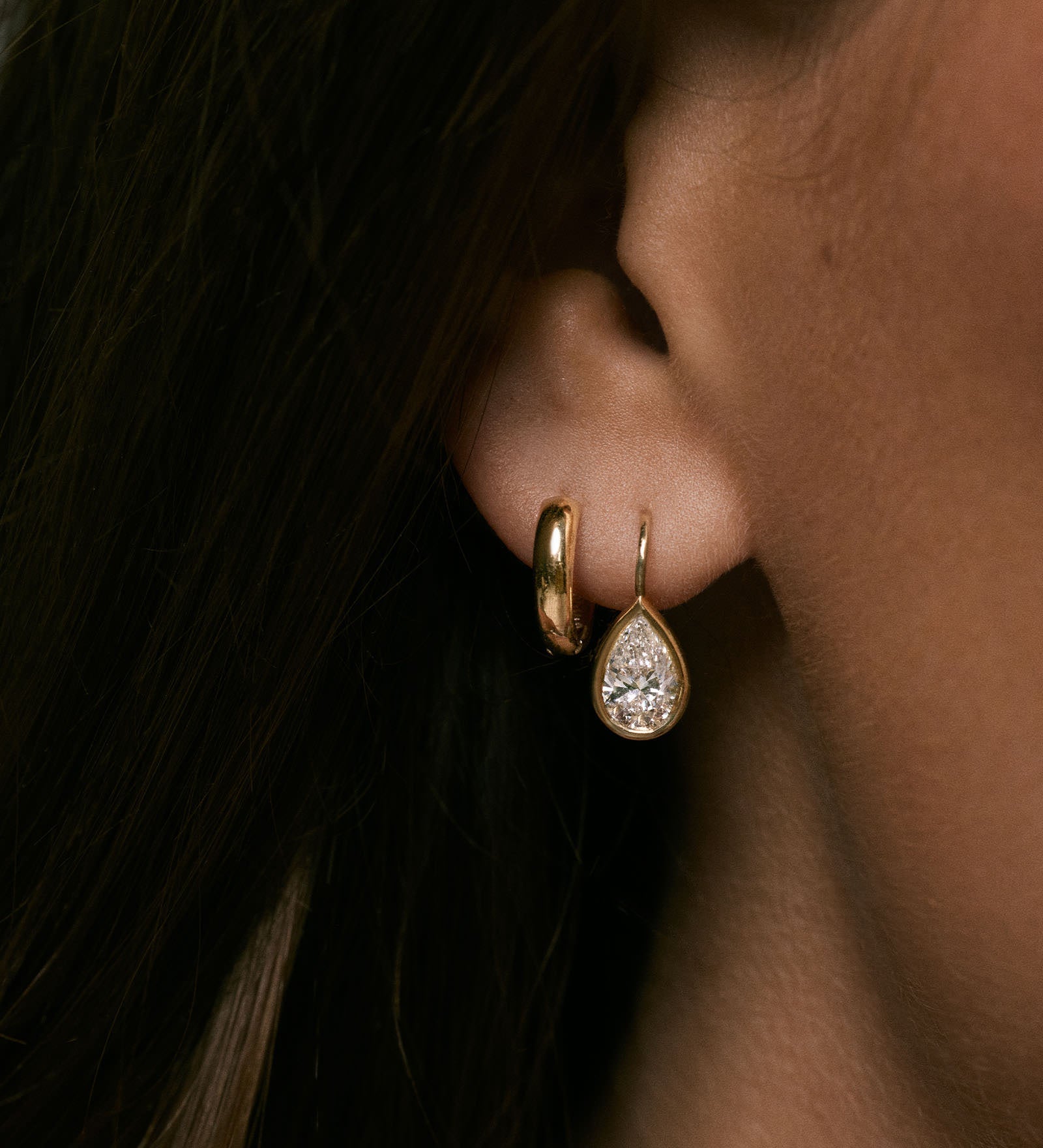 Kinn - Harper 2ctw Pear Drop Earrings Yellow Gold