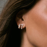 Kinn - Jules Mixed Diamond J - Hoop Earrings White Gold