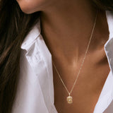 Kinn - Relic Ribbed Locket Necklace Ruby