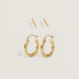 Kinn - Classic Hoop Small & Micro Bar Stud Earring Stack