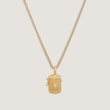 Kinn - Relic Ribbed Locket Necklace Ruby