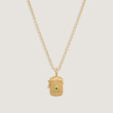 Kinn - Relic Ribbed Locket Necklace Emerald
